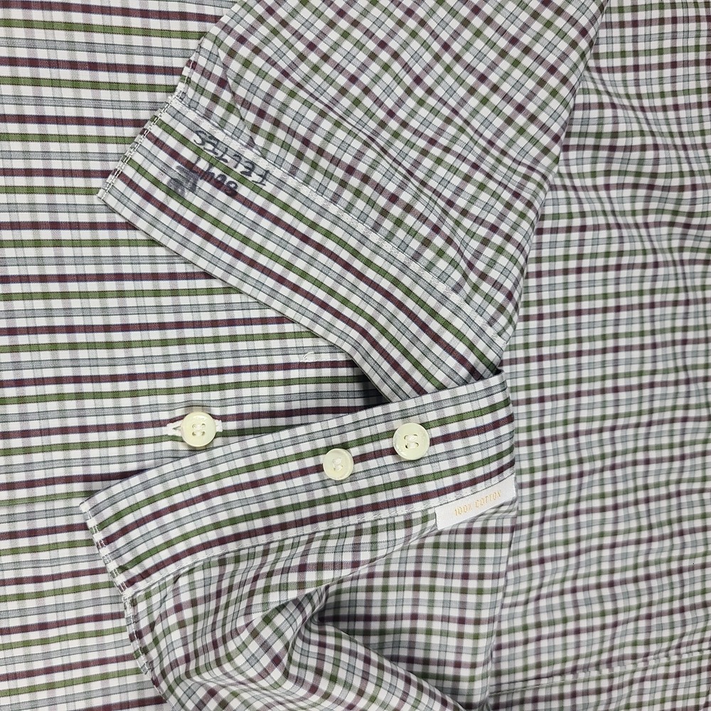 Brioni Dress‎ Shirt Mens Medium Multi Color Plaid Check 100% Cotton Button Up - Picture 10 of 13
